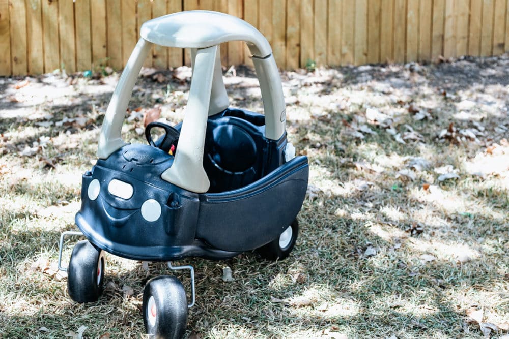 blue and tan little tikes cozy coupe