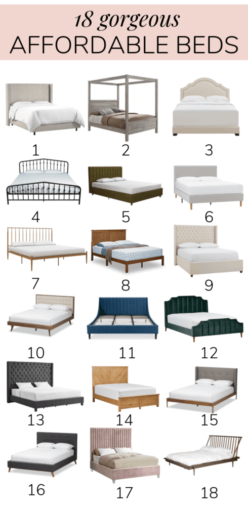 collage of 18 cheap bed frame options