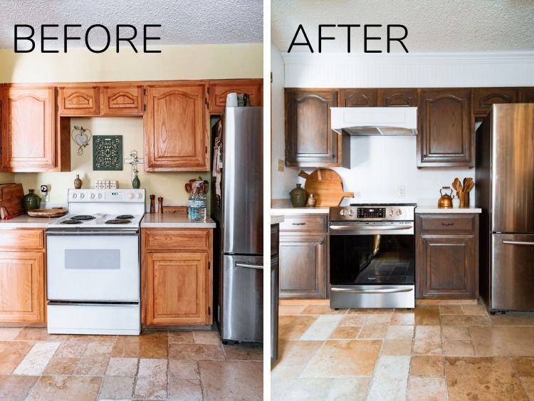 a before and after of a kitchen refresh