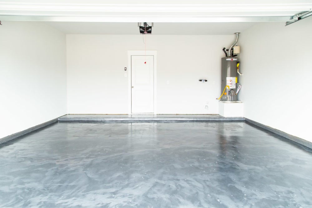 garage with epoxy floor coating 