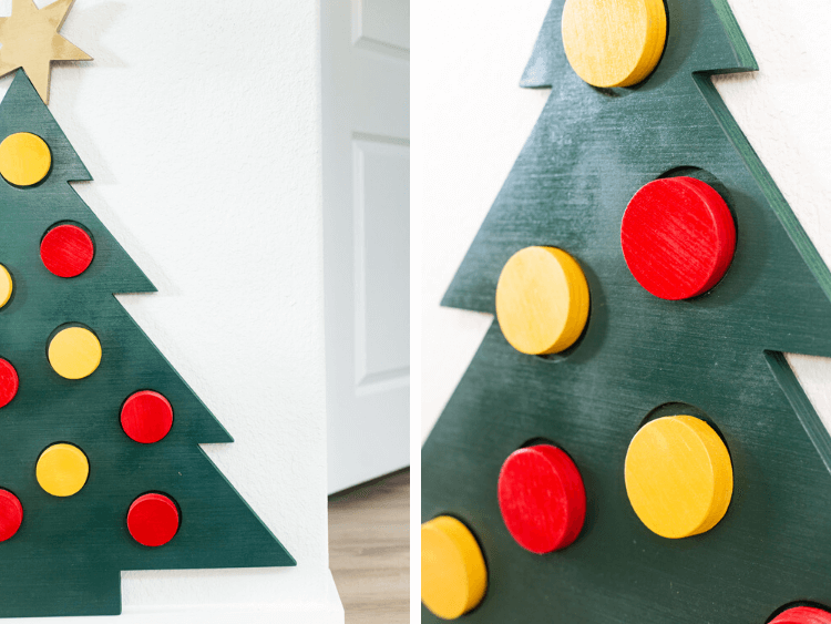 collage of close-up images of wood Christmas tree