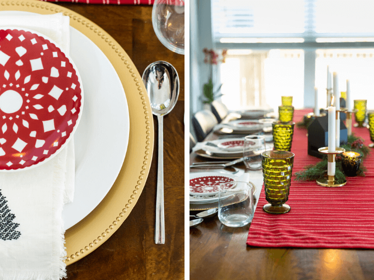 traditional Christmas table setting 