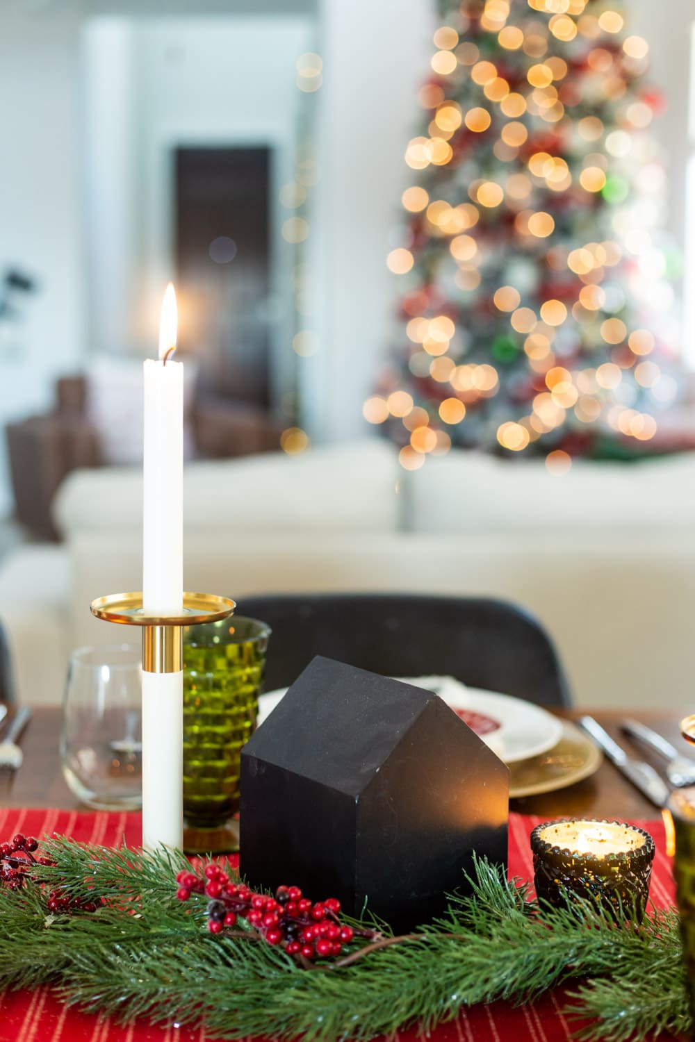 traditional Christmas table centerpiece