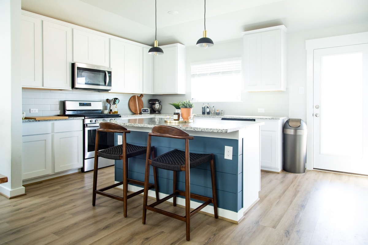 completed DIY shiplap kitchen island