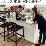 mom and son baking cookies together