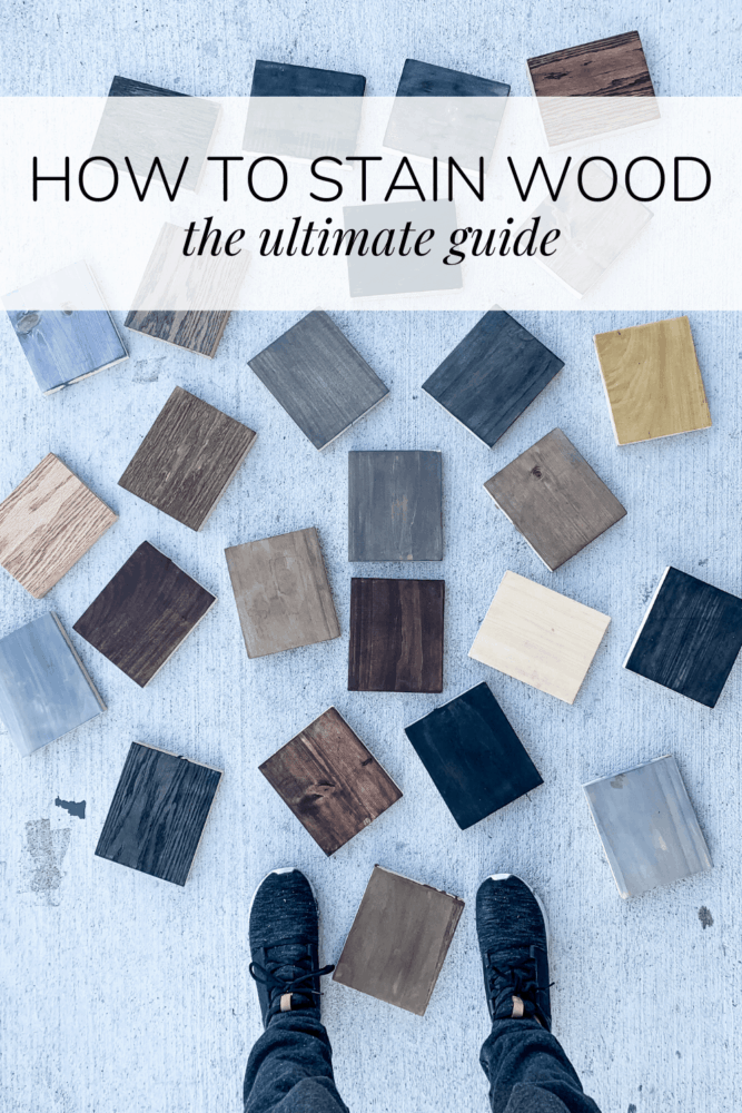 collection of stained wood with text overlay - how to stain wood, the ultimate guide