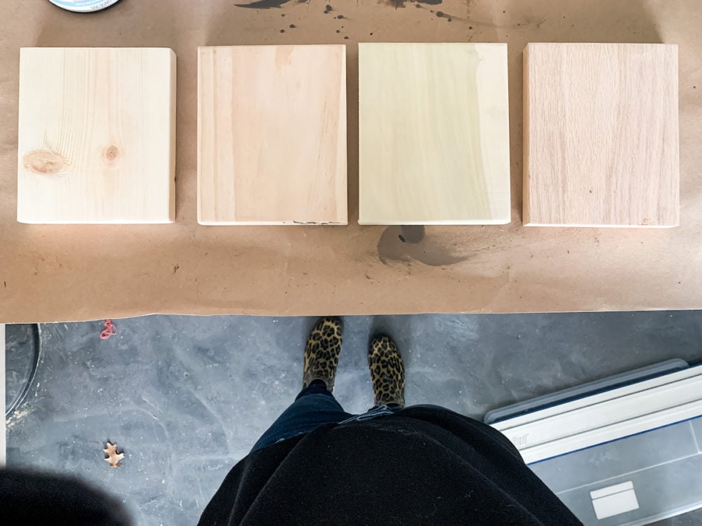 four types of wood for staining experiment