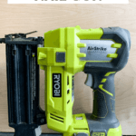 Ryobi nail gun with text overlay - how to use a nail gun