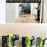 Collage of nail gun images with text overlay - how to use a nail gun