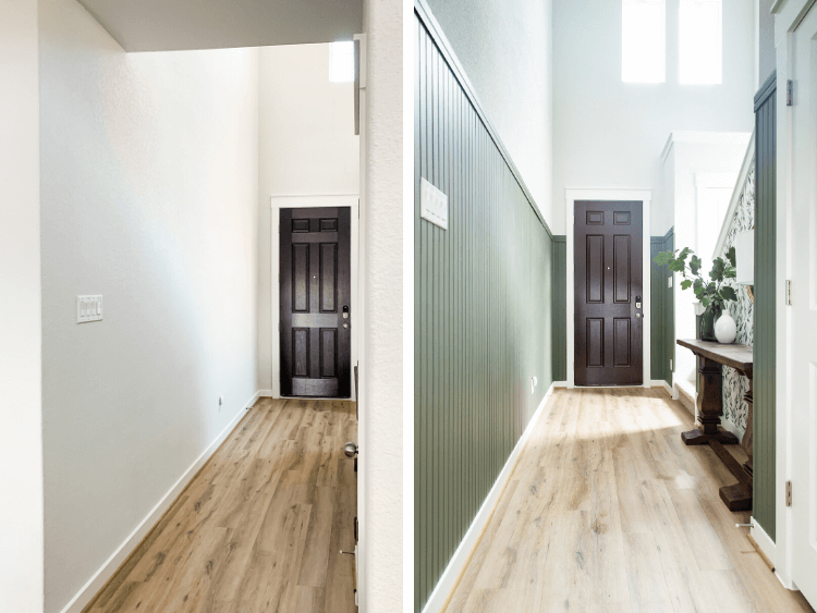 before and after of entry paneling