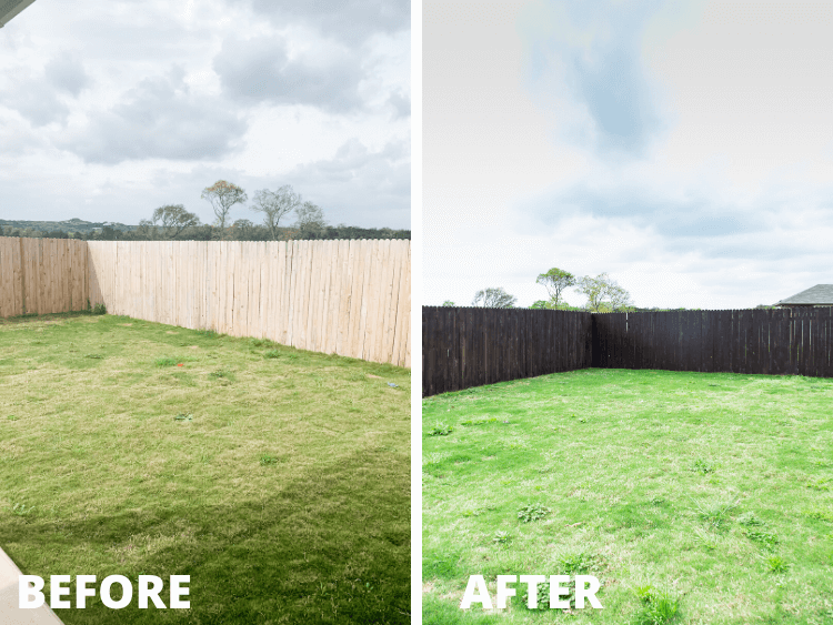 before and after of fence staining