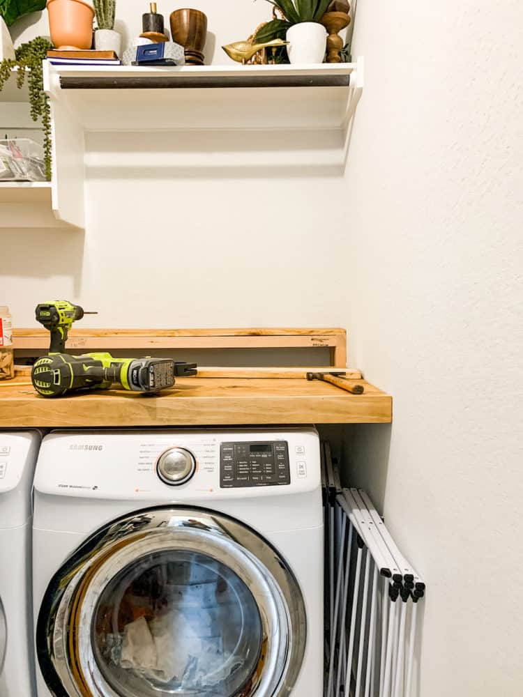 Affordable Laundry Room DIY Countertop Over Washer and Dryer