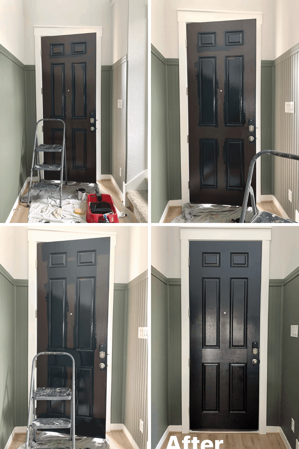 Grid of photos showing the order to paint your front door in