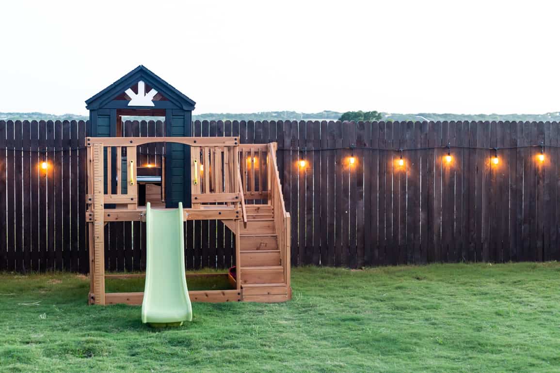 Kids playhouse painted with Behr's Black Evergreen