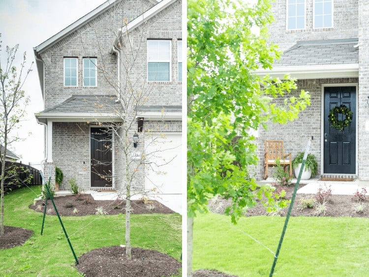 Before and after spring front porch