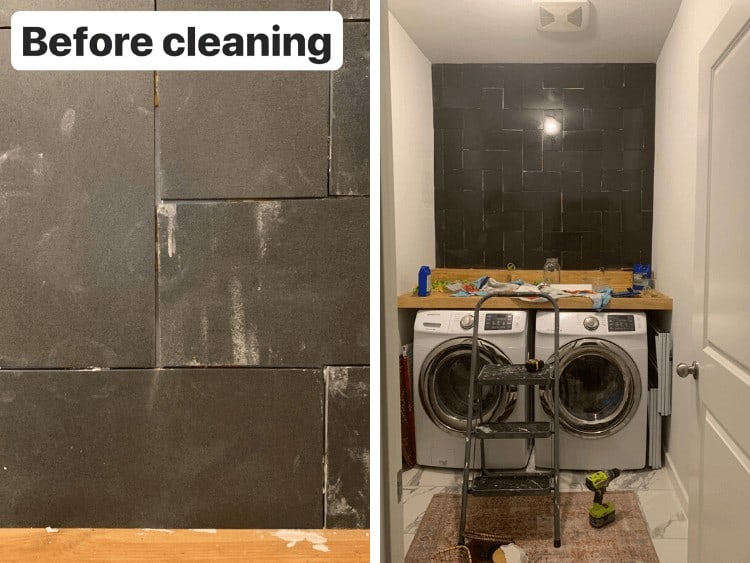 before and after of cleaning tile
