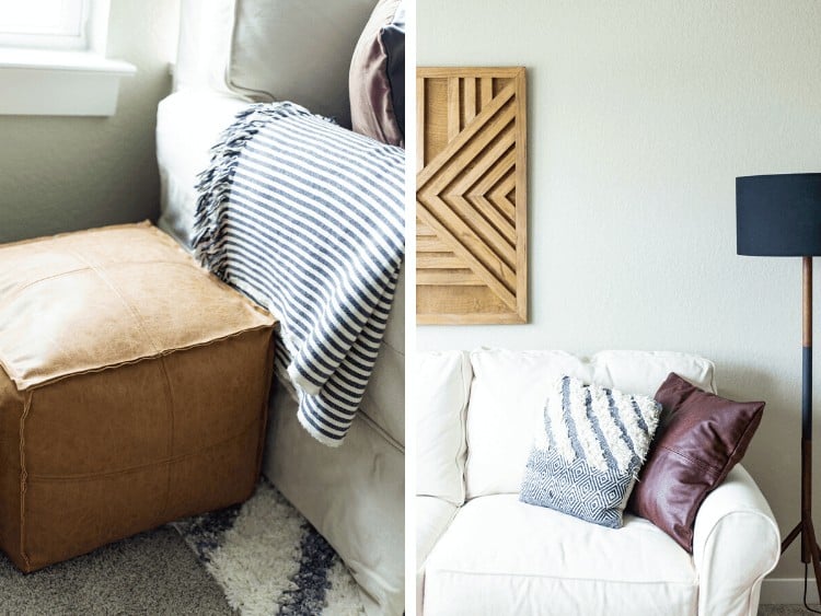 close-up details of family room makeover