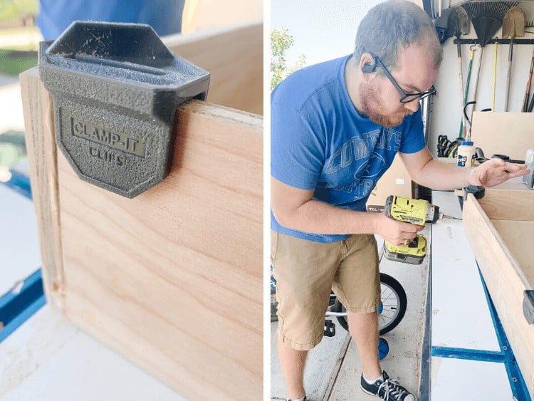 close up of Rockler Clamp-It corner clips