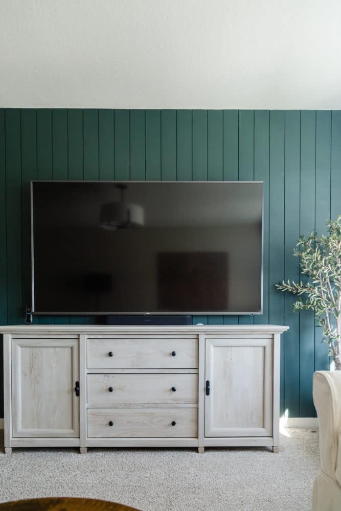 large media console in a family media room