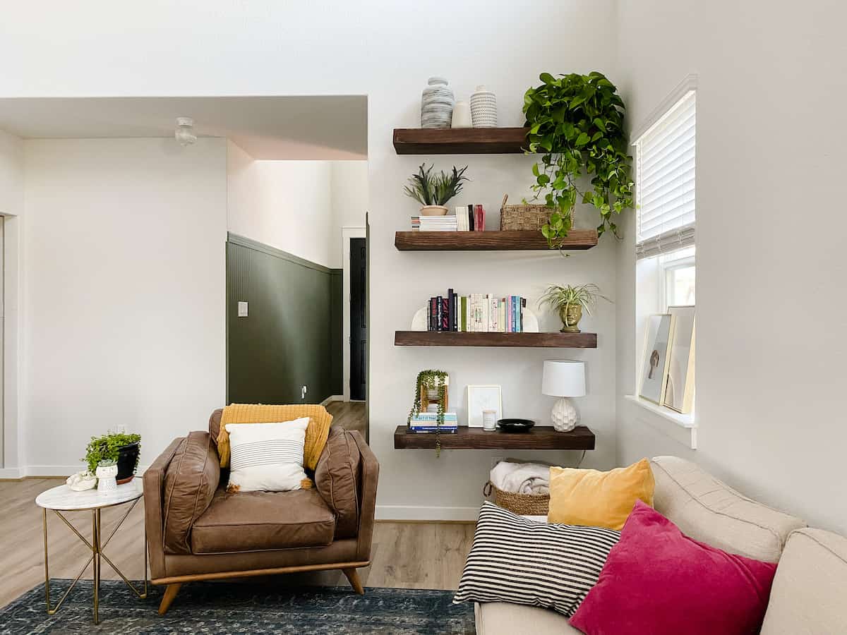 DIY Floating Shelves in the Living Room