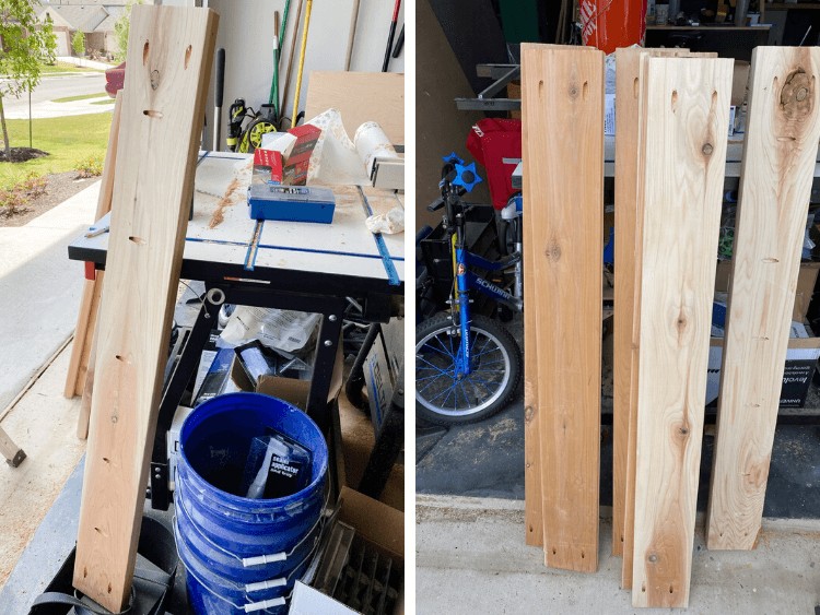 collage of wood for vertical herb garden