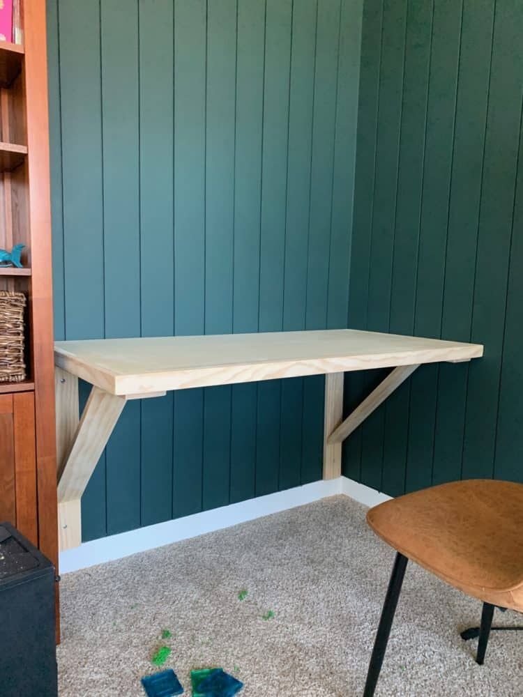 unpainted DIY floating desk