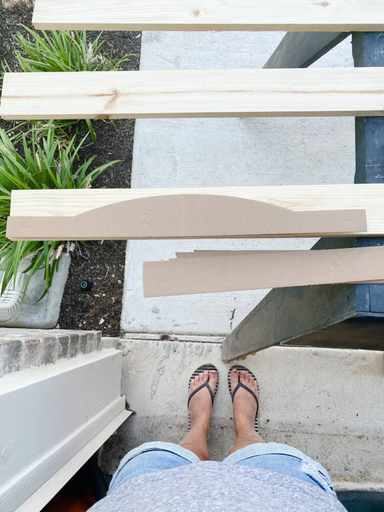 template for adirondack chair on a piece of wood