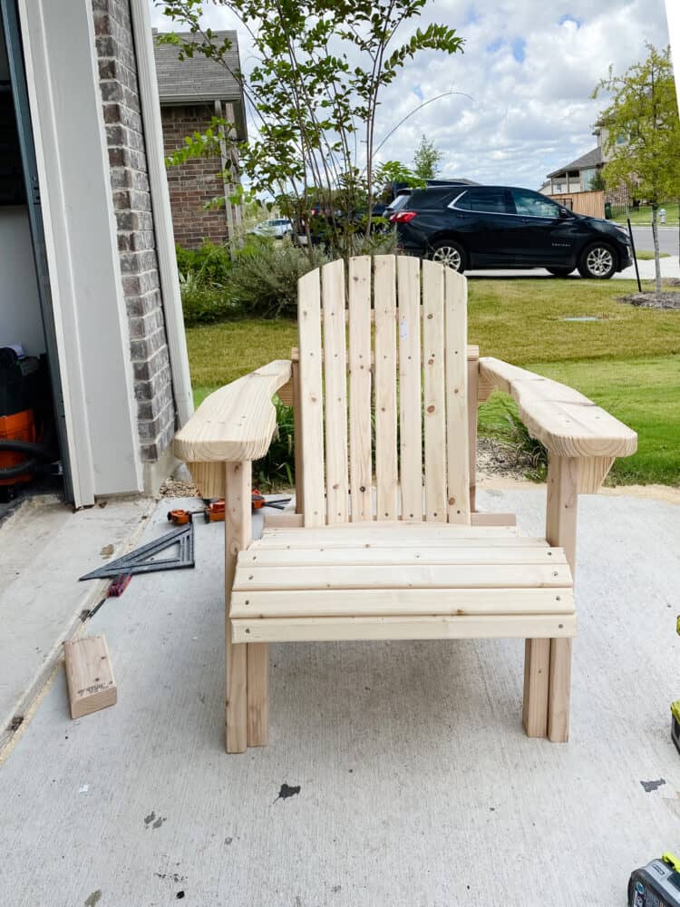 Assembled, unpainted Adirondack chair 