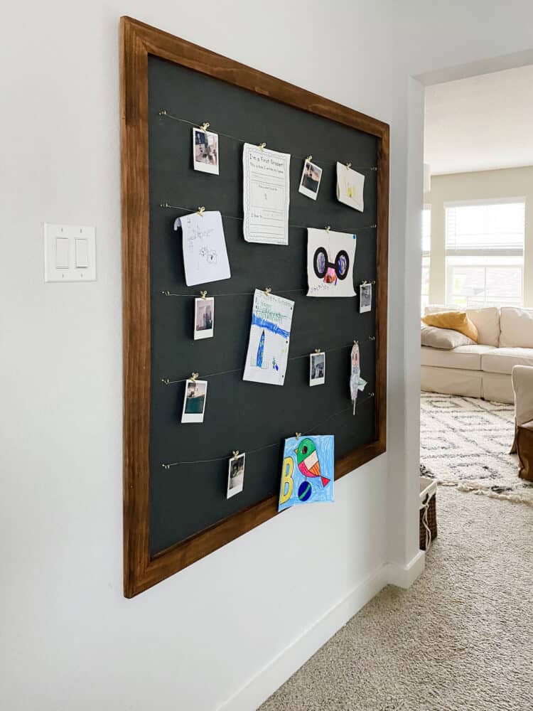 Upstairs landing with a large photo display