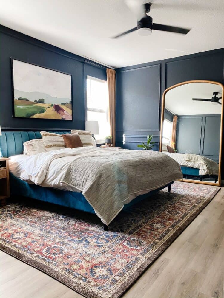 dark blue master bedroom