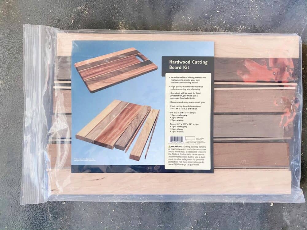 hardwood cutting board kit from Rockler 