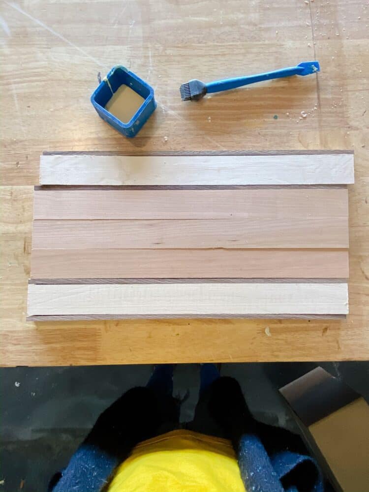 overhead view of DIY cutting board kit 
