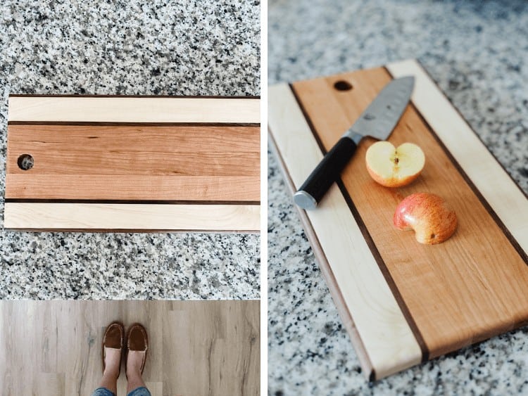 close up of DIY cutting board 