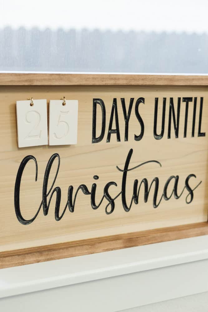close up of wooden carved Christmas countdown 