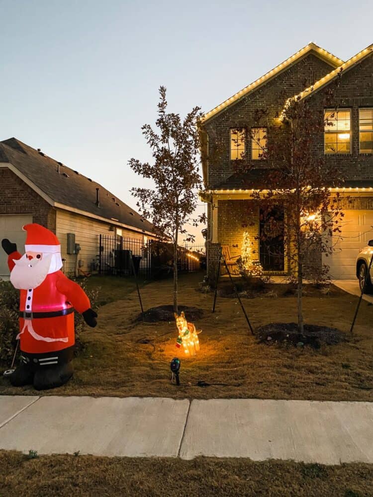 front yard decorated for Christmas 