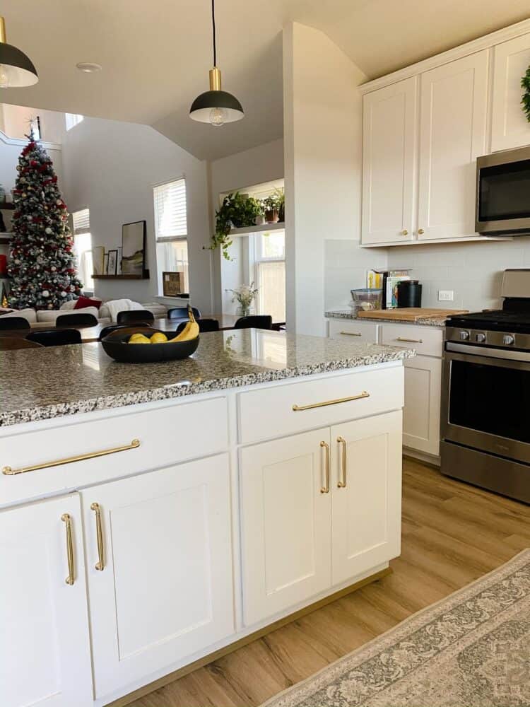 view of home from kitchen in Christmas 