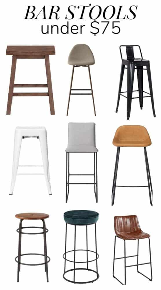 Collage of bar stools under $75 