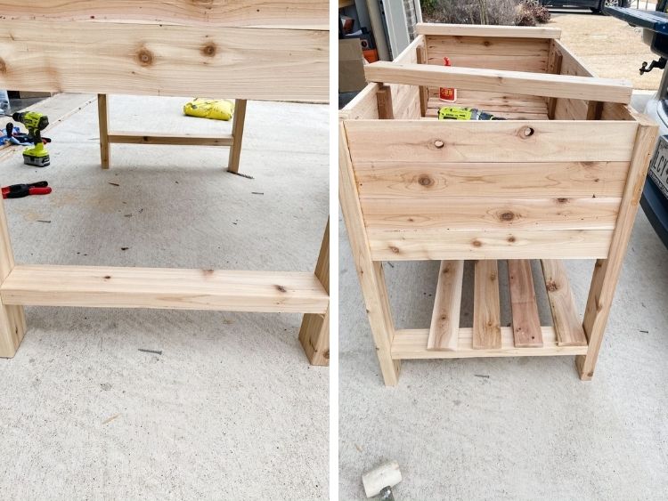 details of shelf for DIY planter bed 