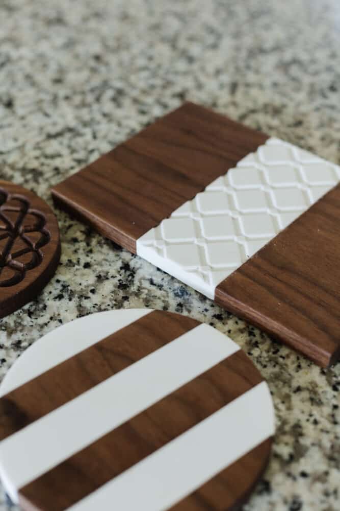 close-up image of three DIY trivets