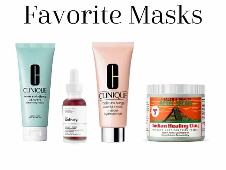 collage of skincare routine masks