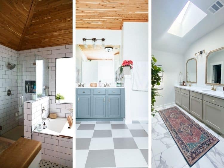 three images of bathrooms 