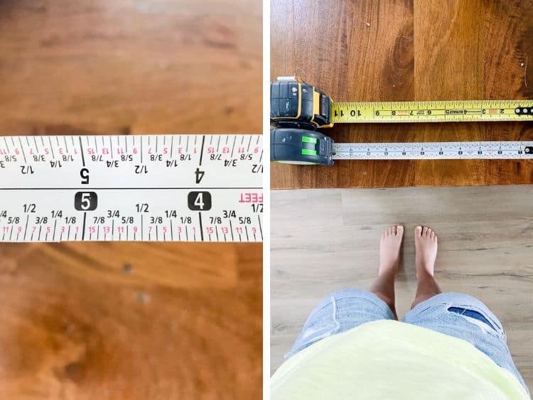 close up of tape measure markings and overhead image of two different tape measures 