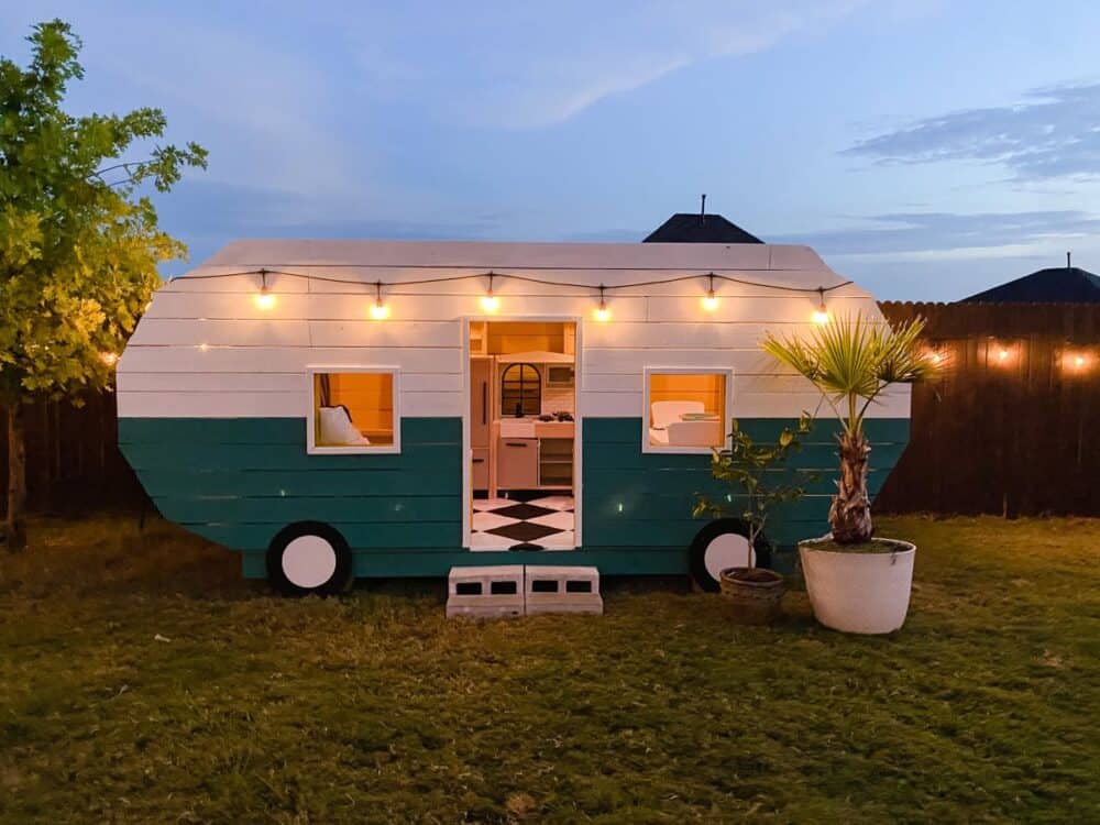 A vintage-style camper playhouse