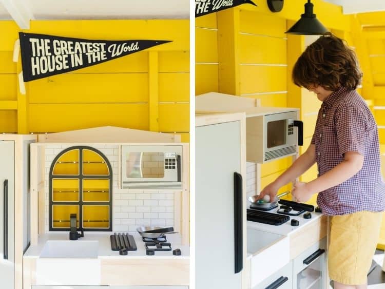 close up images of playhouse camper kitchen area