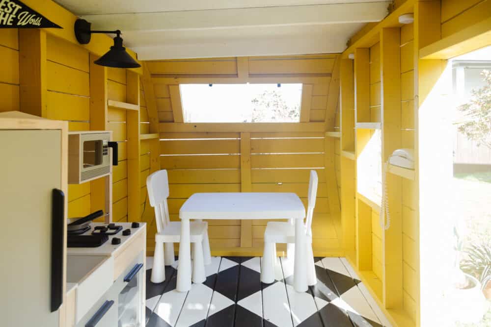 Interior of camper playhouse