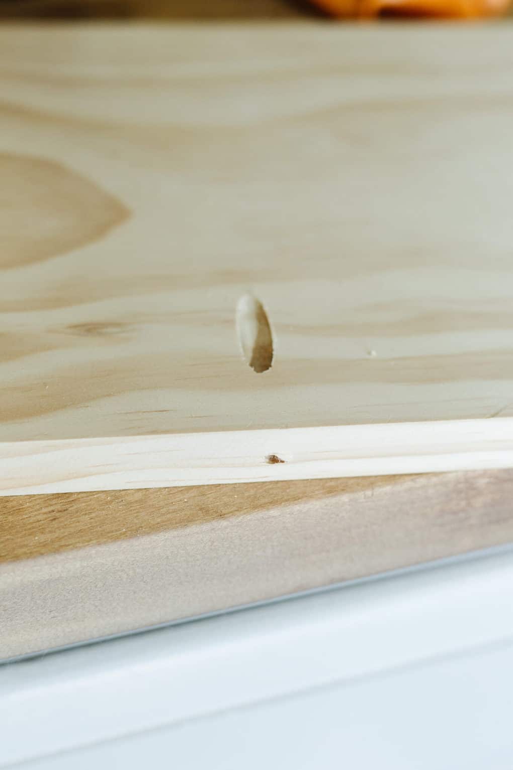 Close up of a pocket hole created with Kreg Pocket Hole Jig 