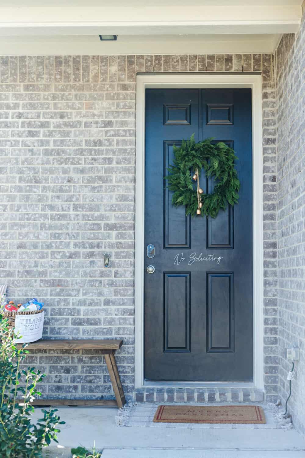 small front porch decorated for Christmas