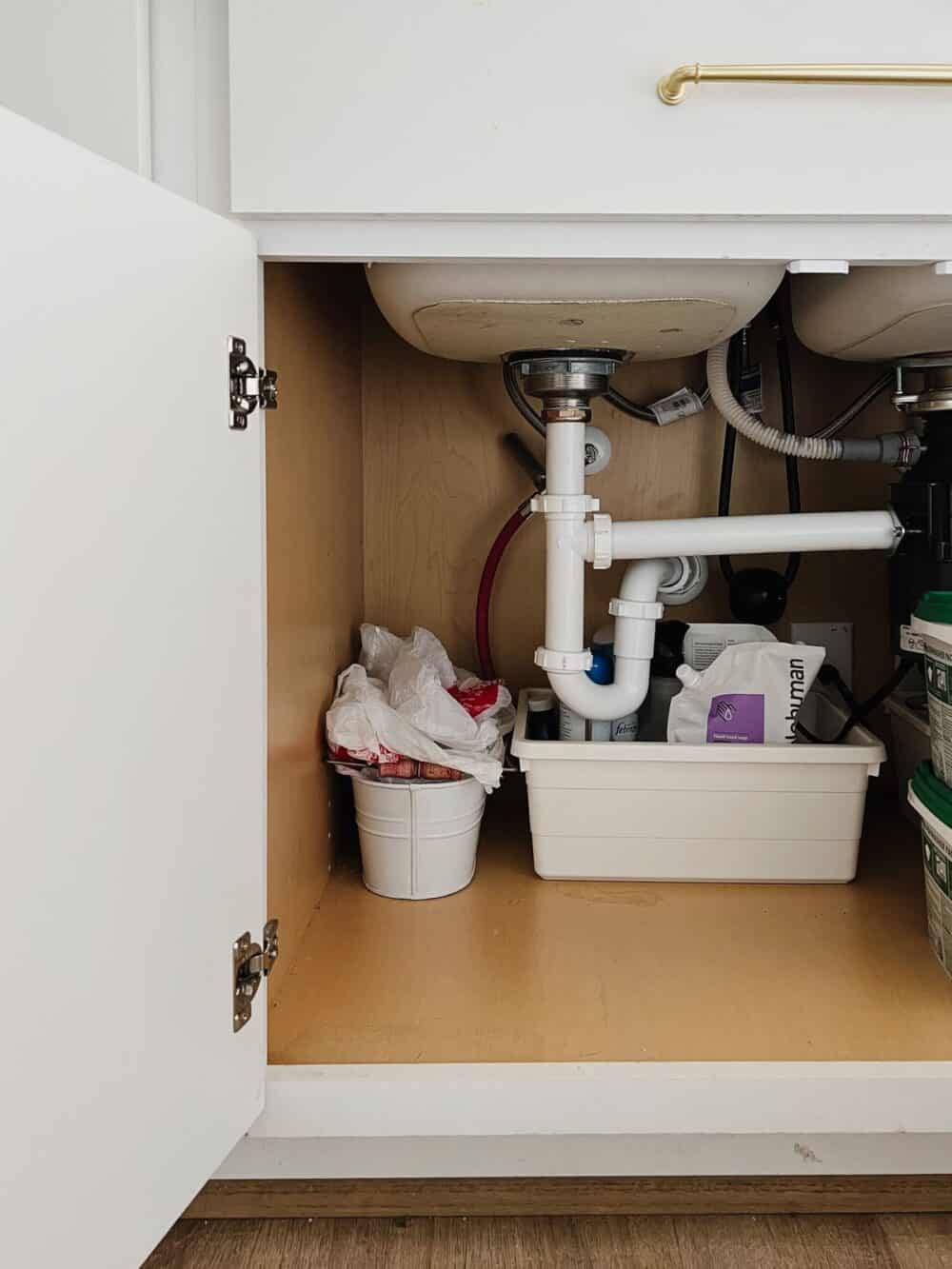 U-trap under a kitchen sink