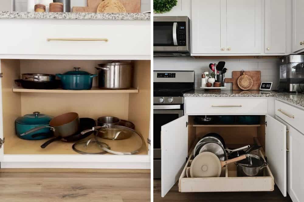 pot/pan storage  Kitchen cabinet storage, Diy kitchen storage