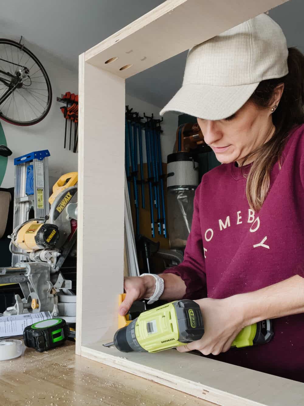 Woman assembling a drawer box